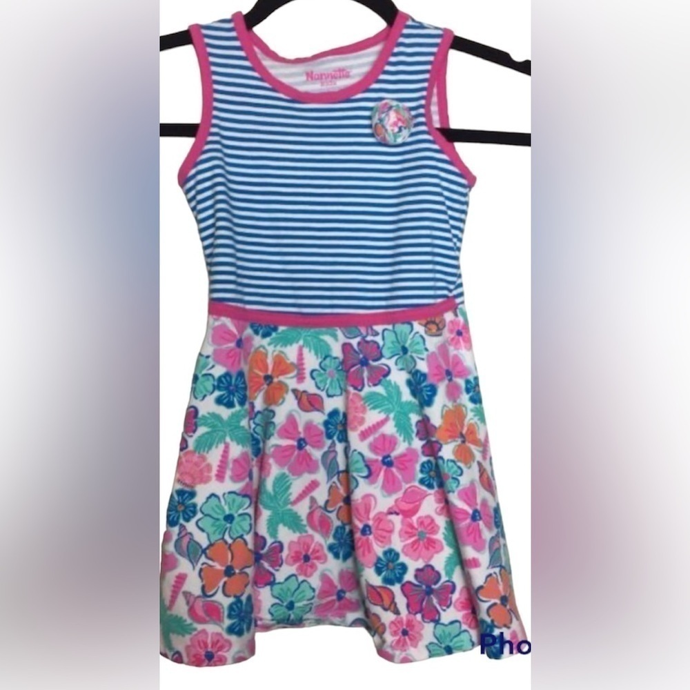 NANNETTE KIDS FLORAL SLEEVELESS PINK BLUE DRESS 2